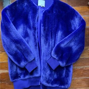 Tibi Faux Fur Puffer Jacket - purple